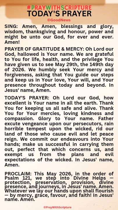 #PrayWithScriptureTodaysPrayer 
TODAY'S PRAYER: Oh Lord our God, how excellent is Your name in all t...