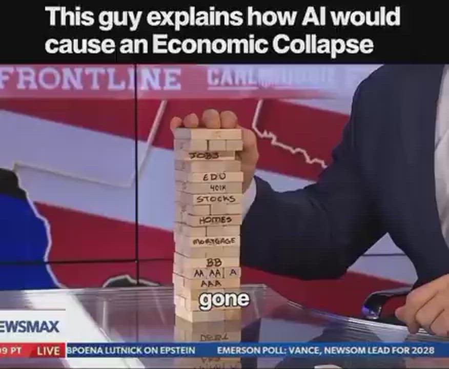 The Economic Jenga Tower is Wobbling... 

AI is About to Yank the BaseOne wrong pull and the whole s...
