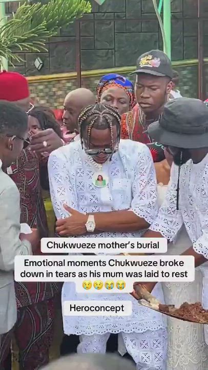 Nigerian Footballer Samuel Chukwueze broke down in tears as he lays his Mother to rest