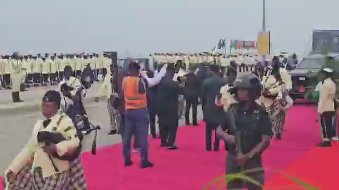 President Bola Tinubu arrives at Eko Atlantic, Lagos State, for the Nigerian Navy's 70th Anniversary...