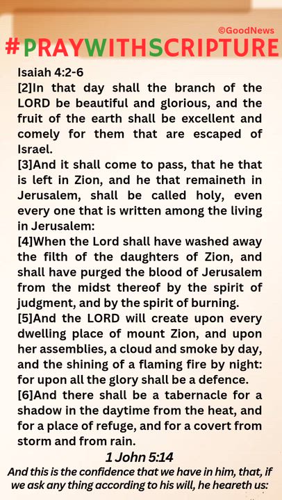 #PrayWithScriptureTodaysBibleReading 
Isaiah 4:2-6
[2]In that day shall the branch of the LORD be be...