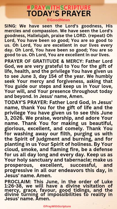 #PrayWithScriptureTodaysPrayer 
Father Lord God, in Jesus' name, thank You for the gift of life and...