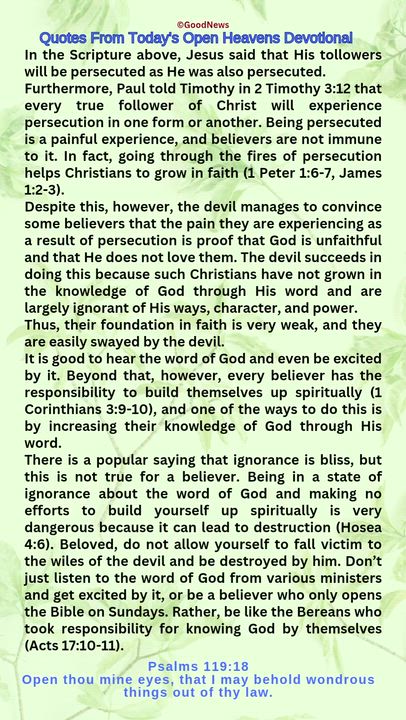 #QuoteFromTodaysOpenHeaven
Read through and follow the steps and action points. Be inspired, love Go...