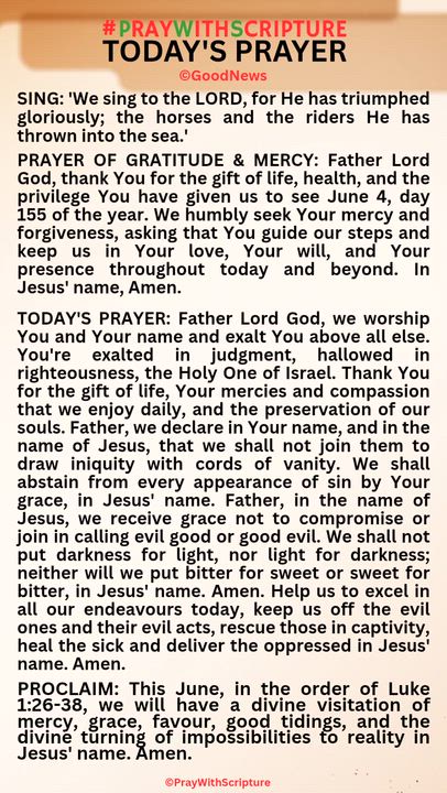#PrayWithScriptureTodaysPrayer 
Father Lord God, we worship You and Your name and exalt You above al...