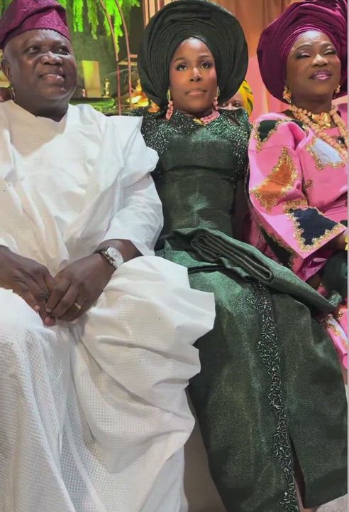 Former Lagos State Governor, Akinwunmi Ambode gives out his daughter, Omotara, in marriage