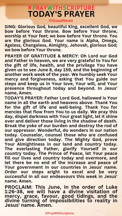 #PrayWithScriptureTodaysPrayer 
TODAY'S PRAYER: Father Lord God, hallowed is Your name in all the ea...