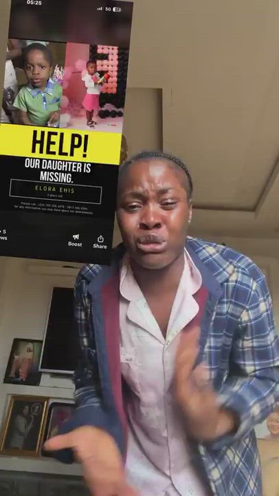 Woman cries over her missing niece
Her name is Elora Ehis
She was carried outside by unknown person.