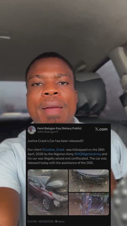 Justice crack shares video explaining how his car he got on loan got damaged inside military facilit...