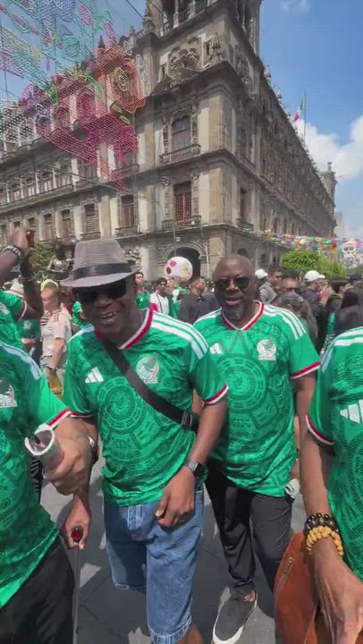 A viral video shows a group of Nigerians gathered in Mexico City to support Mexico in their match ag...