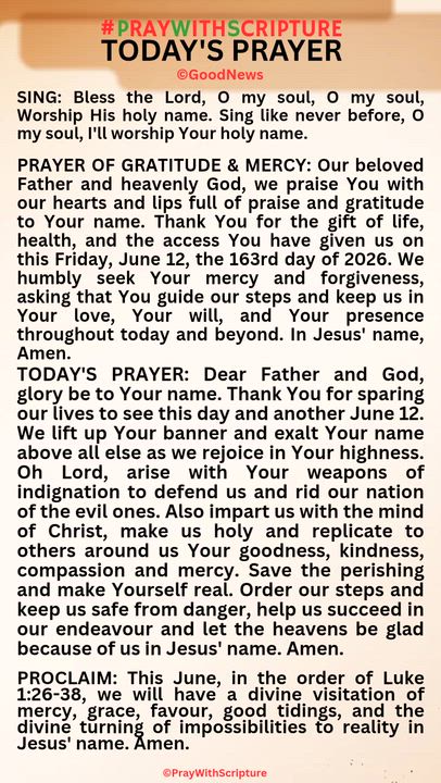 #PrayWithScriptureTodaysPrayer 
TODAY'S PRAYER: Dear Father and God, glory be to Your name. Thank Yo...