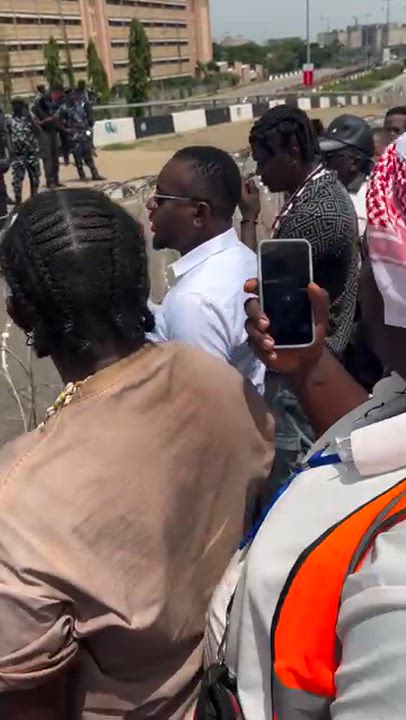 Emeka Ike at the protest ground as soon as his flight landed. 
Bandits must go