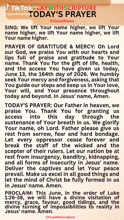 #PrayWithScriptureTodaysPrayer 
TODAY'S PRAYER: Our Father in heaven, we praise You. Thank You for g...
