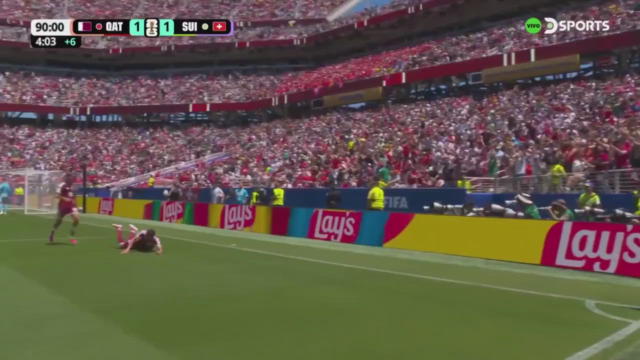 #Football history: Boualem Khoukhi sent it home in the 95th-minute and secured Qatar's 𝐅𝐈𝐑𝐒𝐓 ever po...