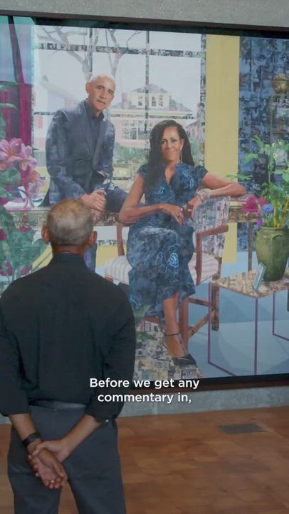 We will always remain a force to reckon with! 
Barack and Michelle Obama viewing a vibrant portrait...