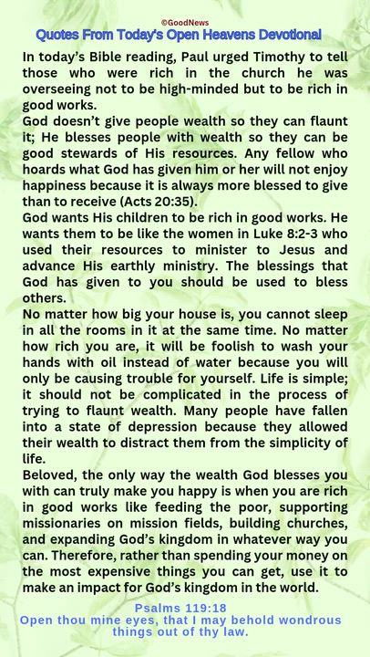 #QuoteFromTodaysOpenHeaven
Read through and follow the steps and action points. Be inspired, love Go...