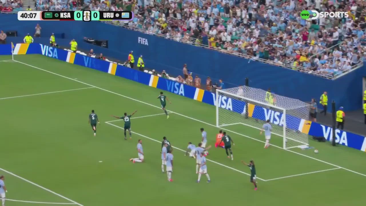 Abdulelah Al Amri opened the score for Saudi Arabia against Uruguay at their 2026 FIFA World Cup deb...