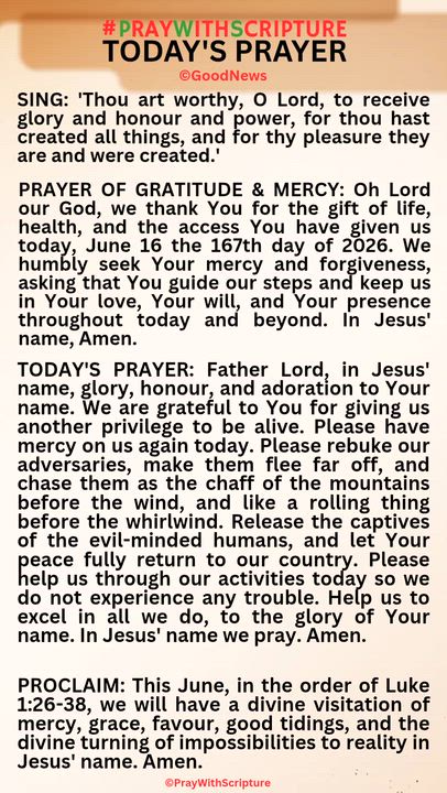 #PrayWithScriptureTodaysPrayer 
TODAY'S PRAYER: Father Lord, in Jesus' name, glory, honour, and ador...