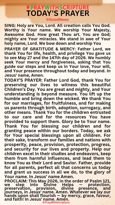 #PrayWithScriptureTodaysPrayer 
TODAY’S PRAYER: Father Lord God, thank You for preserving our lives...