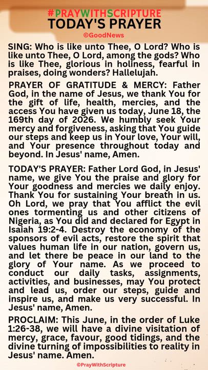 #PrayWithScriptureTodaysPrayer 
Father Lord God, in Jesus' name, we give You the praise and glory fo...