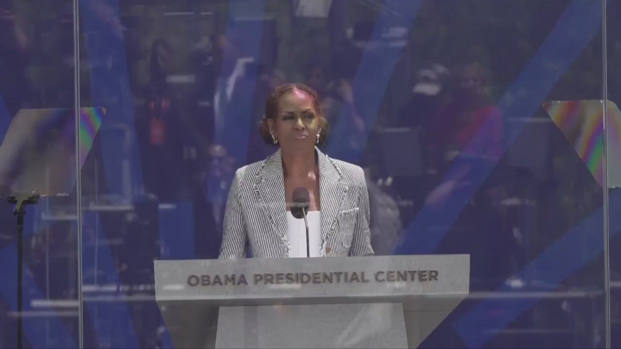 Michelle Obama's speech at the Obama Presidential Center's dedication ceremony in Chicago on June 18...