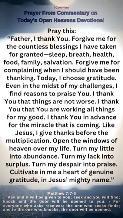 #Prayer from Commentary on Today's Open Heavens Devotional by Pastor E A Adeboye

1 John 5:14-15 Voi...