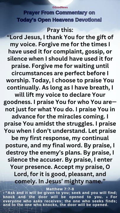 #Prayer from Commentary on Today's Open Heavens Devotional by Pastor E A Adeboye

1 John 5:14-15 Voi...