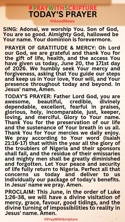 #PrayWithScriptureTodaysPrayer 
Father Lord God, you are awesome, beautiful, credible, divinely depe...