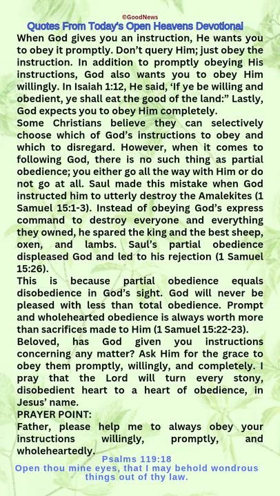 #QuoteFromTodaysOpenHeaven
Read through and follow the steps and action points. Be inspired, love Go...