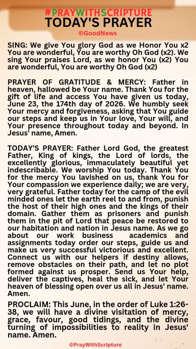 #PrayWithScriptureTodaysPrayer 
Father Lord God, the greatest Father, King of kings, the Lord of lor...