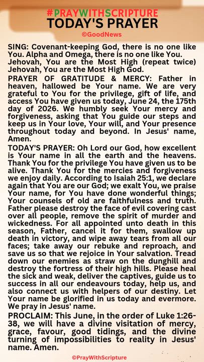 #PrayWithScriptureTodaysPrayer 
Oh Lord our God, how excellent is Your name in all the earth and the...