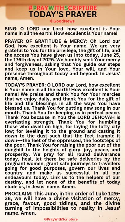 #PrayWithScriptureTodaysPrayer 
O LORD our Lord, how excellent is Your name in all the earth! How ex...