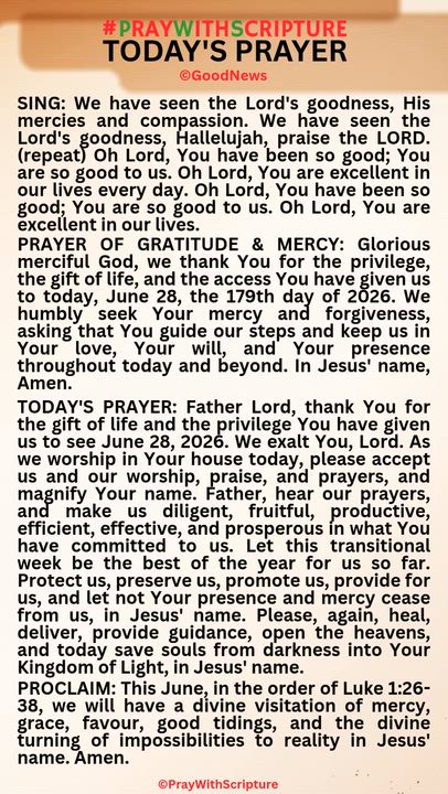#PrayWithScriptureTodaysPrayer 
TODAY'S PRAYER: Father Lord, thank You for the gift of life and the...