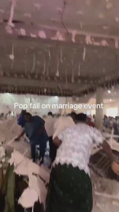 Wedding reception in Warri, Delta State disrupted as POP ceiling suddenly collapses