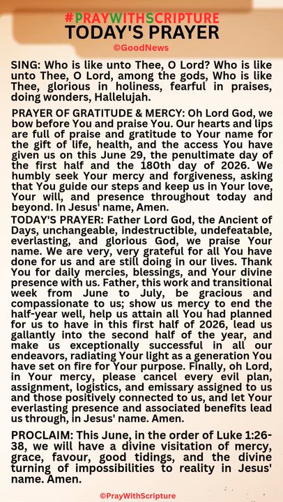 #PrayWithScriptureTodaysPrayer 
TODAY'S PRAYER: Father Lord God, the Ancient of Days, unchangeable,...