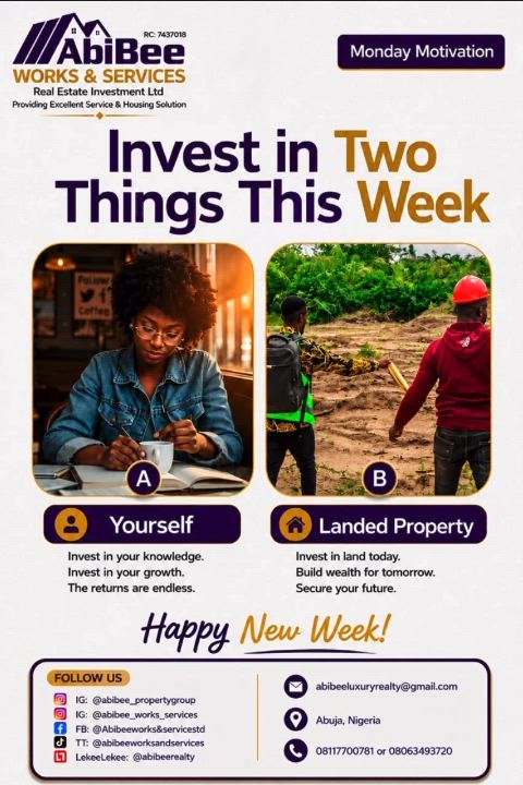 Make this week count!!! BUILD--INVEST--GROW👍 

Secure a plot and invest in a future that grows

Cal...