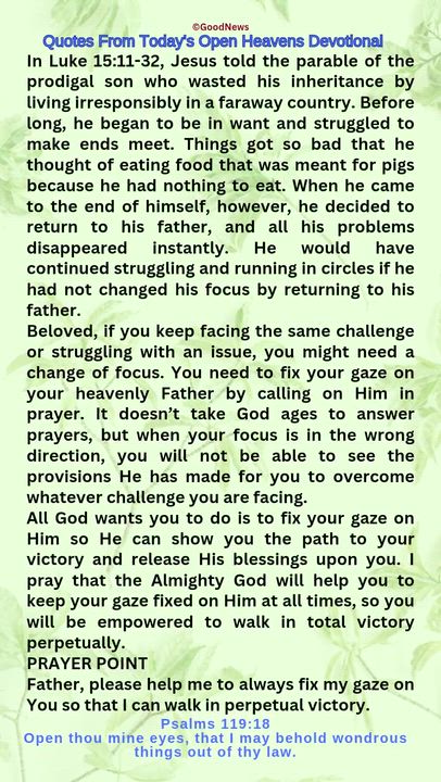 #QuoteFromTodaysOpenHeaven
Read through and follow the steps and action points. Be inspired, love Go...