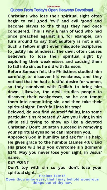 #QuoteFromTodaysOpenHeaven
Read through and follow the steps and action points. Be inspired, love Go...