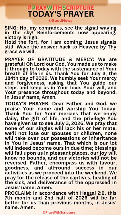 #PrayWithScriptureTodaysPrayer 
Dear Father and God, we praise Your name and worship You today. Than...