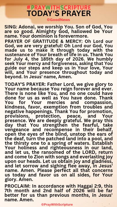 #PrayWithScriptureTodaysPrayer 
Father Lord, we give glory to Your name because You reign forever an...