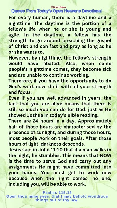 #QuoteFromTodaysOpenHeaven
Read through and follow the steps and action points. Be inspired, love Go...