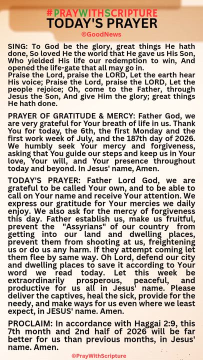 #PrayWithScriptureTodaysPrayer 
TODAY'S PRAYER: Father Lord God, we are grateful to be called Your o...