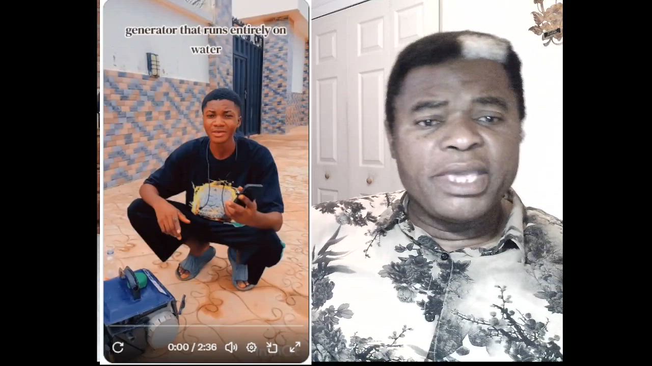 Young Nigerian man constructs a generator that runs solely on water.