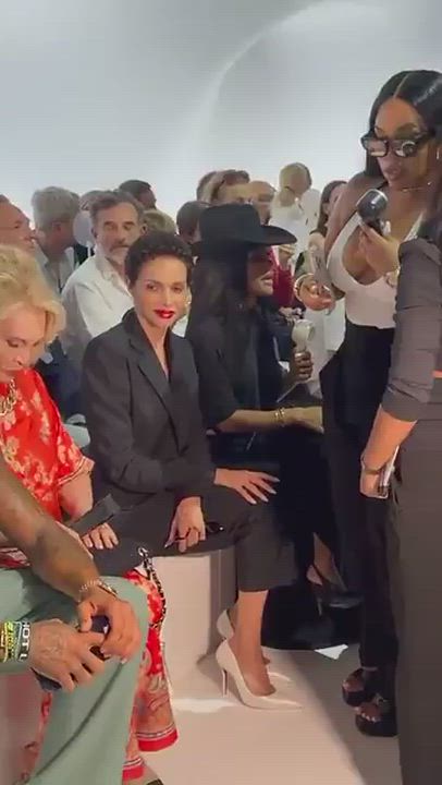 Super eagles goalkeeper Maduka Okoye in the front row with Cardi B at Paris Fashion Week.