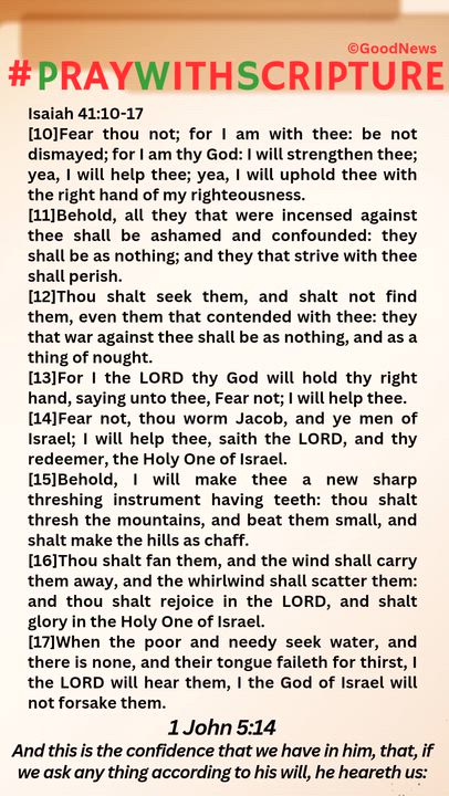 #PrayWithScriptureTodaysBibleReading 
Isaiah 41:10-17
[10]Fear thou not; for I am with thee: be not...