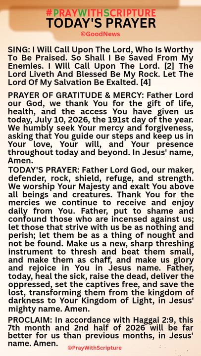 #PrayWithScriptureTodaysPrayer 
TODAY'S PRAYER: Father Lord God, our maker, defender, rock, shield,...