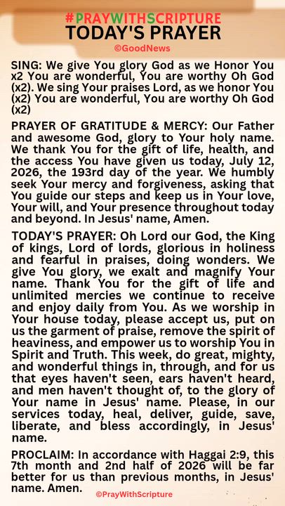 #PrayWithScriptureTodaysPrayer 
TODAY'S PRAYER: Oh Lord our God, the King of kings, Lord of lords, g...