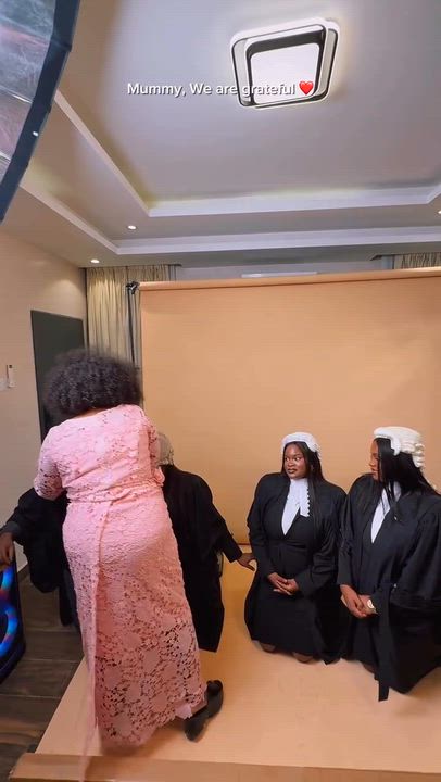 Four Nigerian sisters celebrated their mother in an emotional ceremony after all four qualified as l...