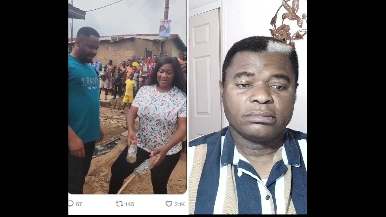Actress Mercy Johnson teaching Zubby Micheal (Eze Ndi ara) how to break bottle