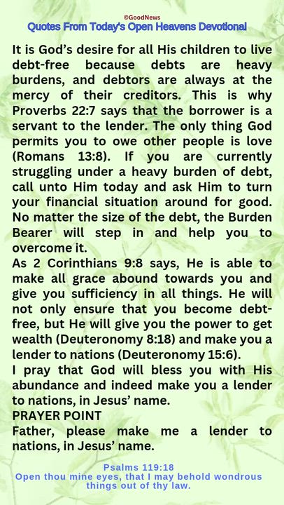 #QuoteFromTodaysOpenHeaven
Read through and follow the steps and action points. Be inspired, love Go...