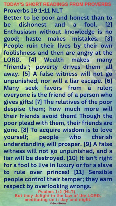 #DailyScriptureDelightsFromProverbs
Proverbs 4:7-9 TLB
Getting wisdom is the most important thing yo...